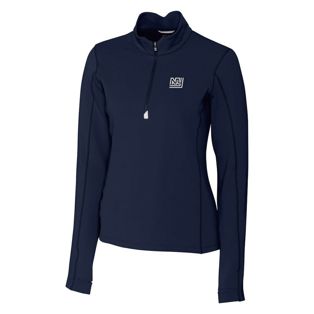 New York Giants Cutter & Buck Women's Throwback Logo Traverse Stretch Quarter-Zip Pullover Top Navy
