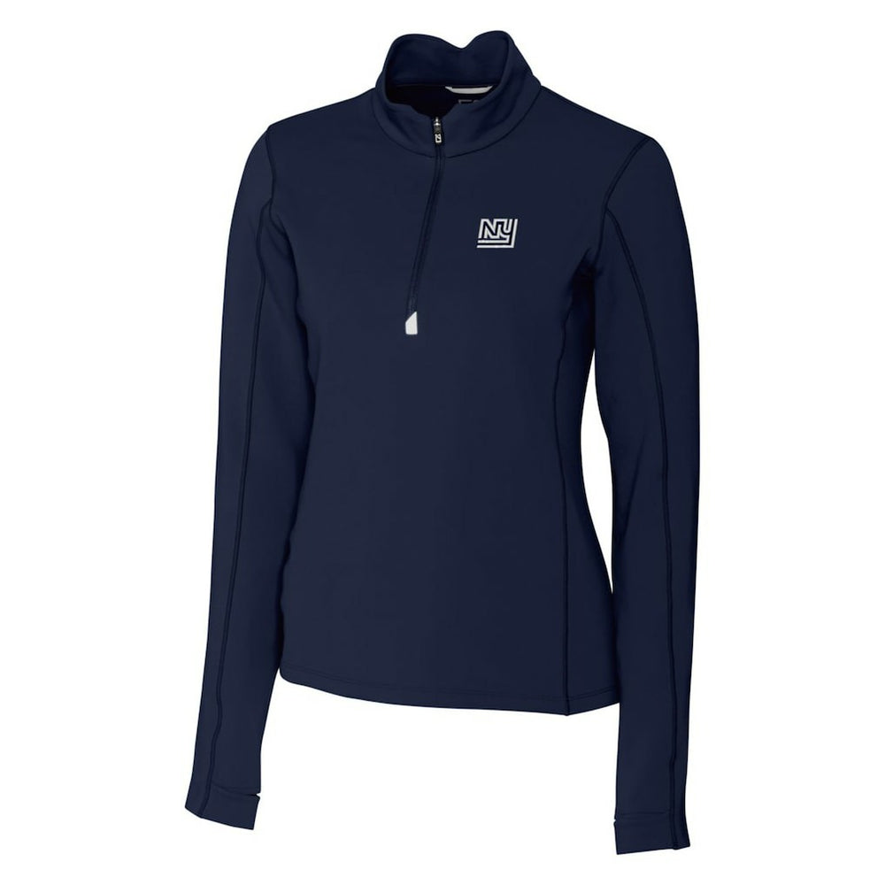 New York Giants Cutter & Buck Women's Throwback Logo Traverse Stretch Quarter-Zip Pullover Top Navy