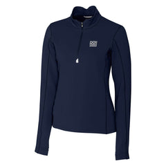 New York Giants Cutter & Buck Women's Throwback Logo Traverse Stretch Quarter-Zip Pullover Top Navy