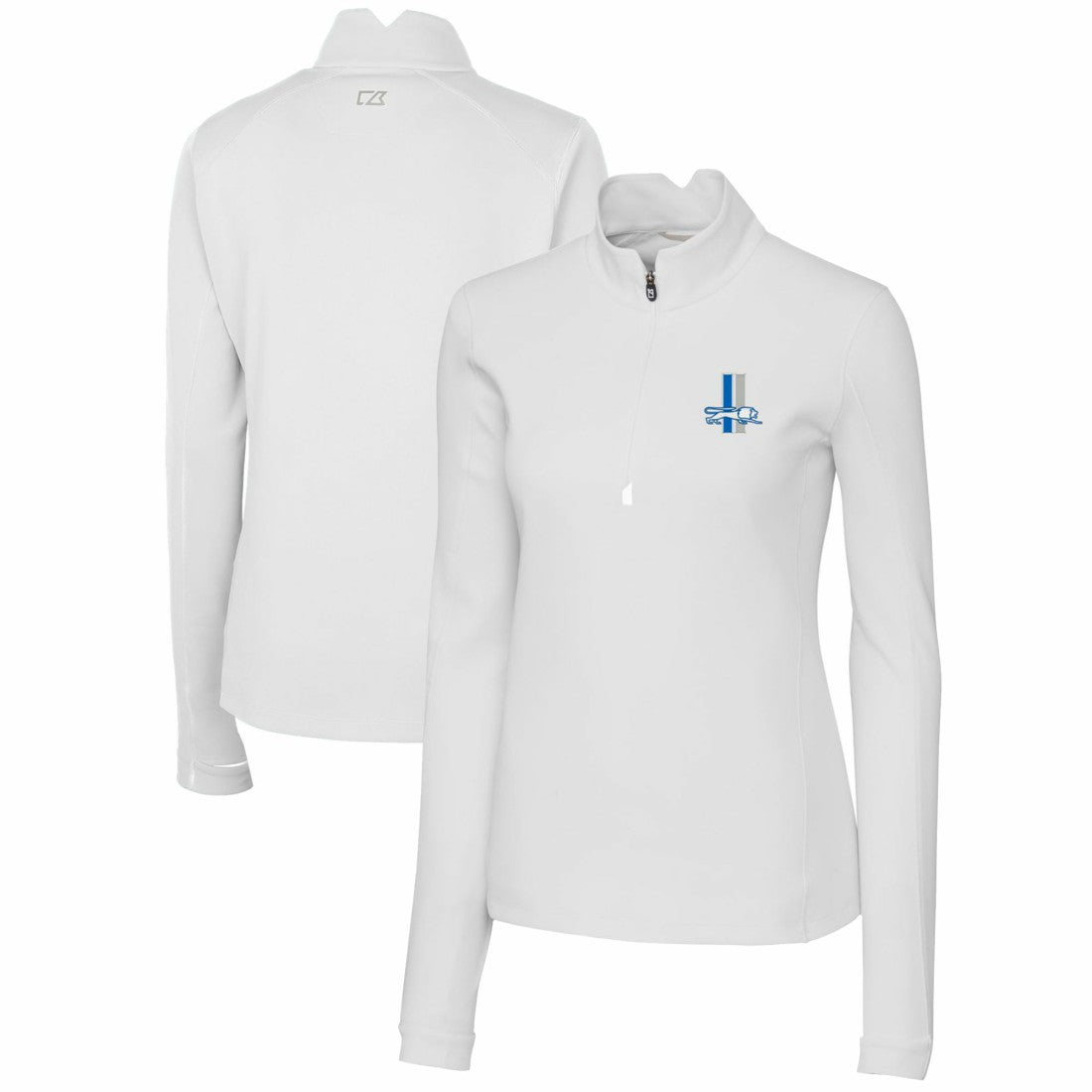 Detroit Lions Cutter & Buck Women's Throwback Logo Traverse Stretch Quarter-Zip Pullover Top White