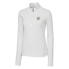 Miami Dolphins Cutter & Buck Women's Throwback Logo Traverse Stretch Quarter-Zip Pullover Top White