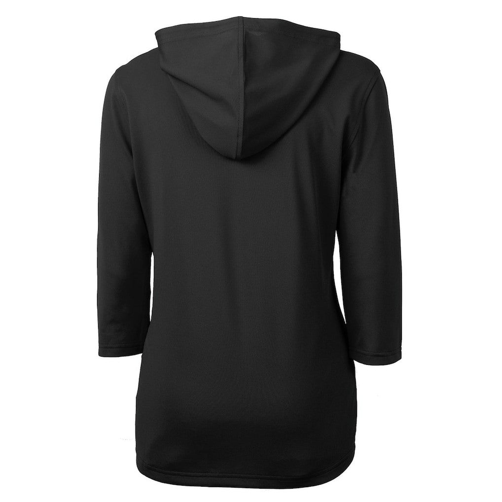 New York Jets Cutter & Buck Women's Throwback Logo Virtue Eco Pique 3/4 Sleeve Half-Zip Pullover Hoodie Black