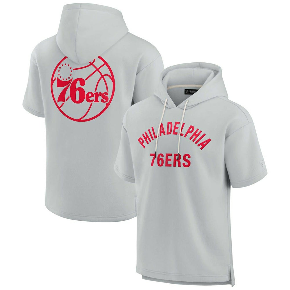 Philadelphia 76ers Unisex Elements Super Soft Fleece Short Sleeve Pullover Hoodie Gray