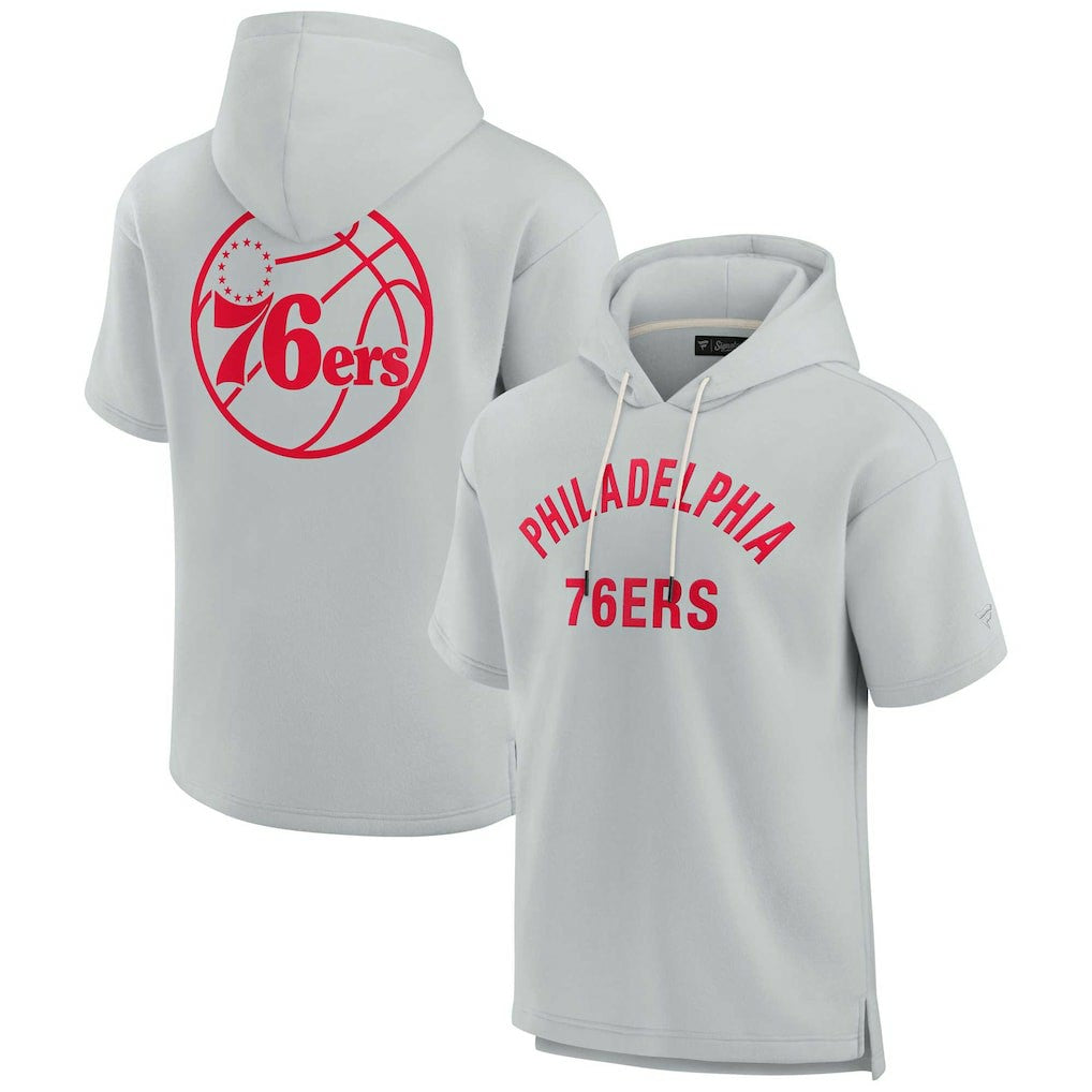Philadelphia 76ers Unisex Elements Super Soft Fleece Short Sleeve Pullover Hoodie Gray