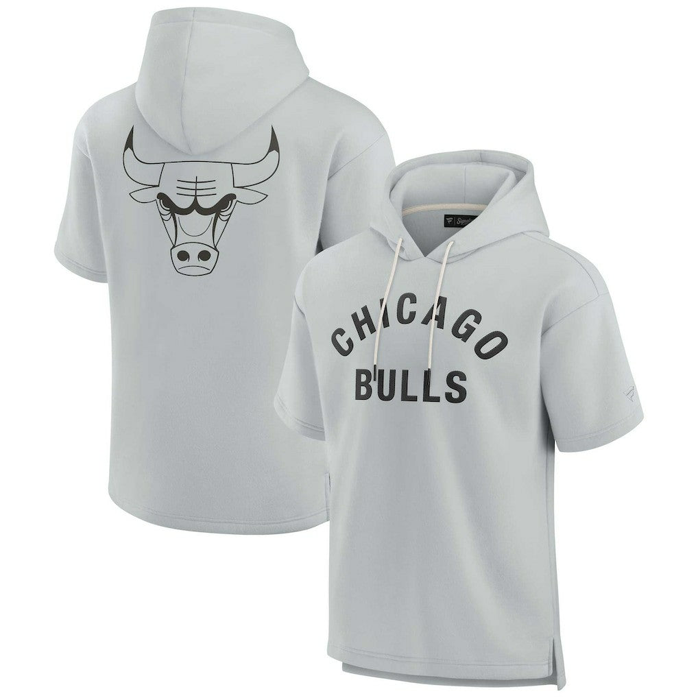 Chicago Bulls Unisex Elements Super Soft Fleece Short Sleeve Pullover Hoodie Gray