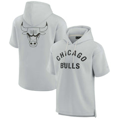 Chicago Bulls Unisex Elements Super Soft Fleece Short Sleeve Pullover Hoodie Gray