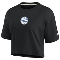 Philadelphia 76ers Women's Elements Super Soft Boxy Cropped T-Shirt Black