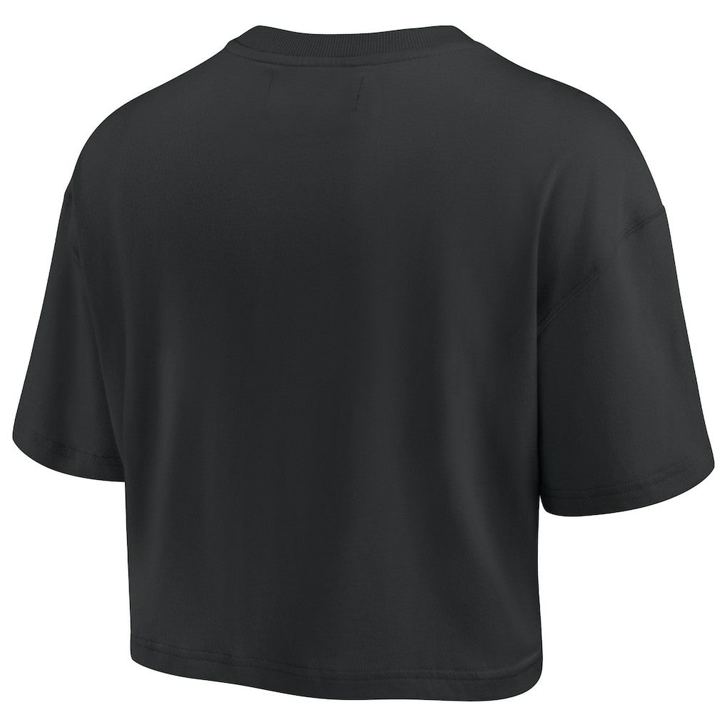 Philadelphia 76ers Women's Elements Super Soft Boxy Cropped T-Shirt Black