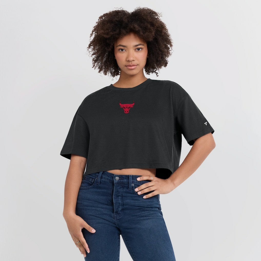 Chicago Bulls Women's Elements Super Soft Boxy Cropped T-Shirt Black