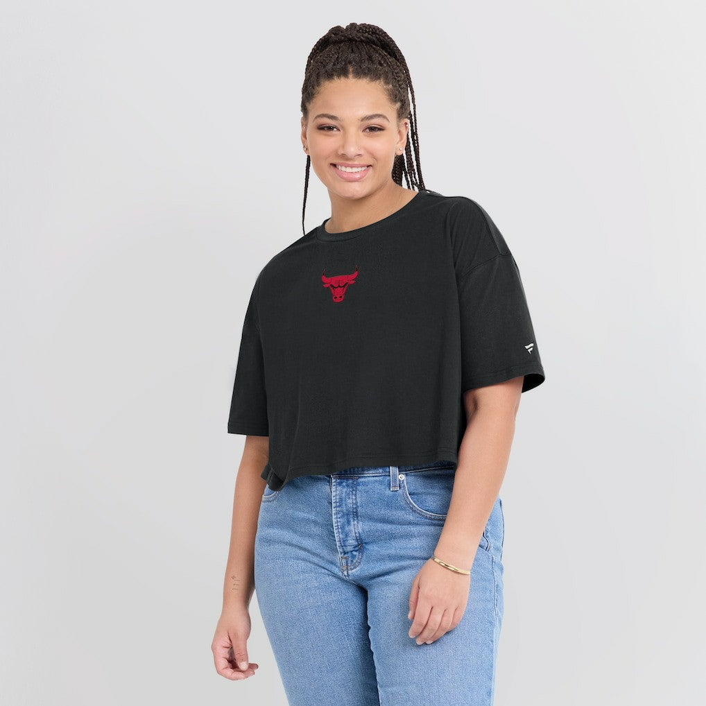 Chicago Bulls Women's Elements Super Soft Boxy Cropped T-Shirt Black