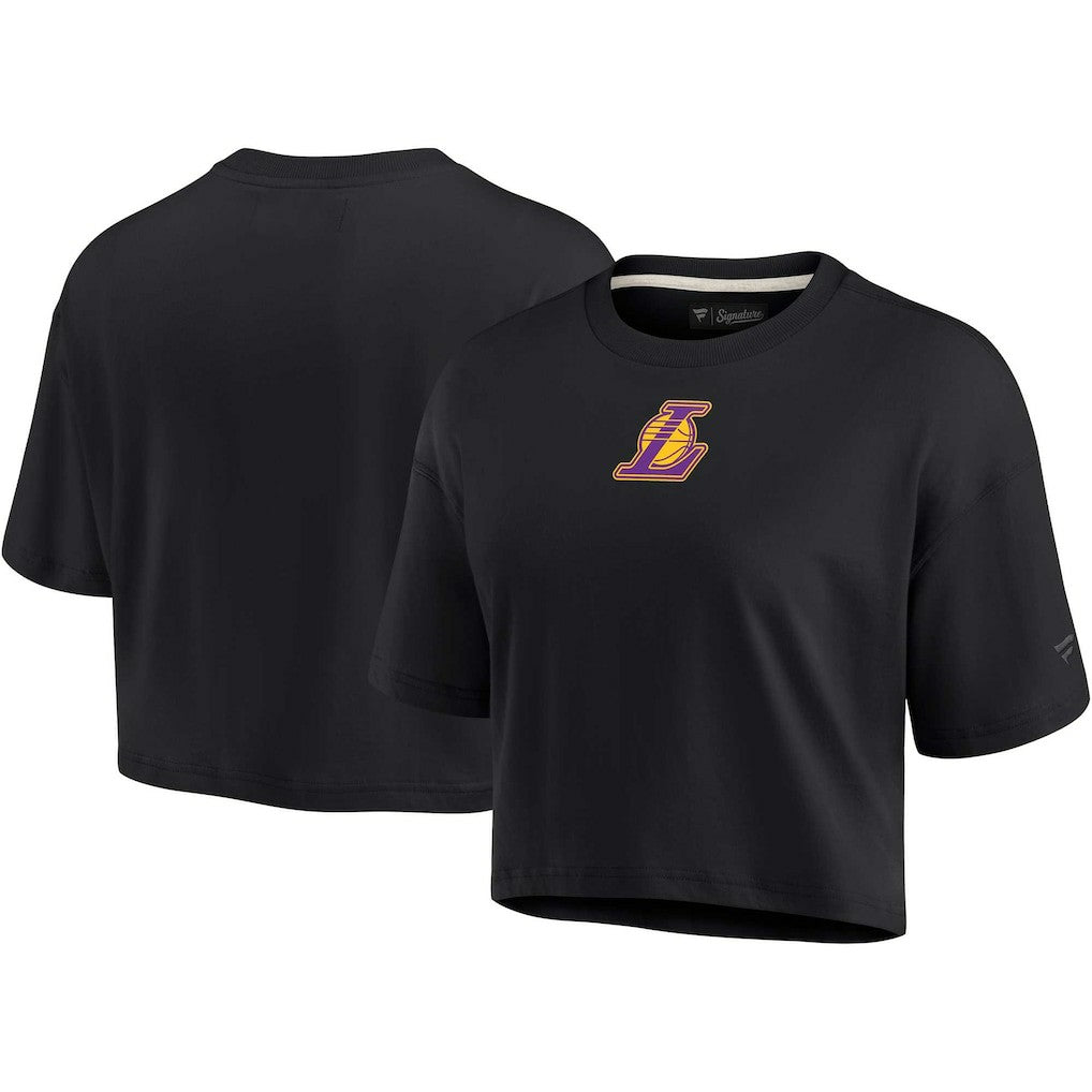 Los Angeles Lakers Women's Elements Super Soft Boxy Cropped T-Shirt Black