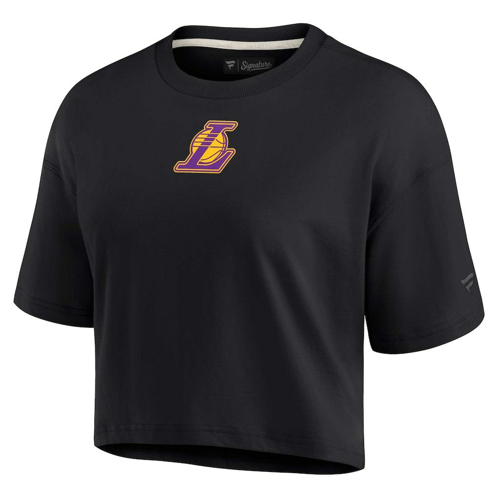 Los Angeles Lakers Women's Elements Super Soft Boxy Cropped T-Shirt Black