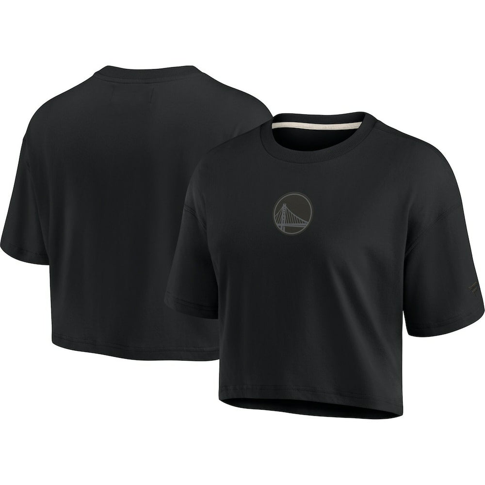 Golden State Warriors Women's Elements Super Soft Boxy Cropped T-Shirt Black