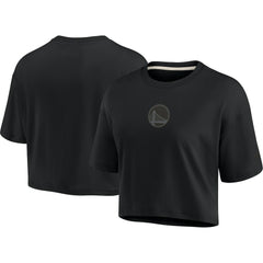 Golden State Warriors Women's Elements Super Soft Boxy Cropped T-Shirt Black