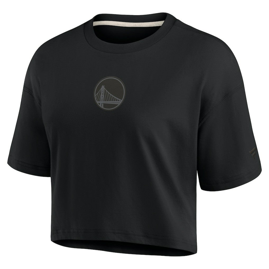 Golden State Warriors Women's Elements Super Soft Boxy Cropped T-Shirt Black