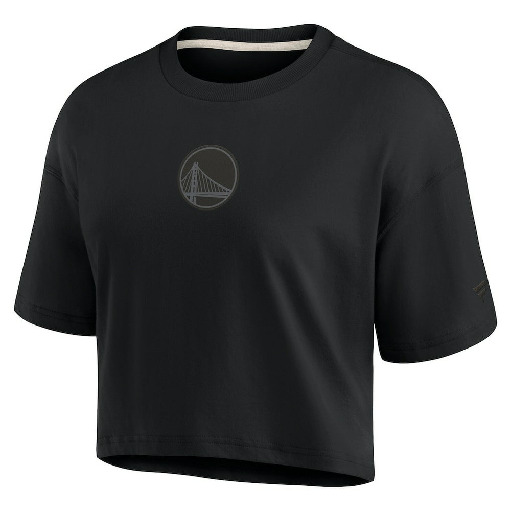 Golden State Warriors Women's Elements Super Soft Boxy Cropped T-Shirt Black