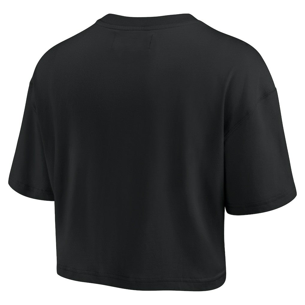 Golden State Warriors Women's Elements Super Soft Boxy Cropped T-Shirt Black