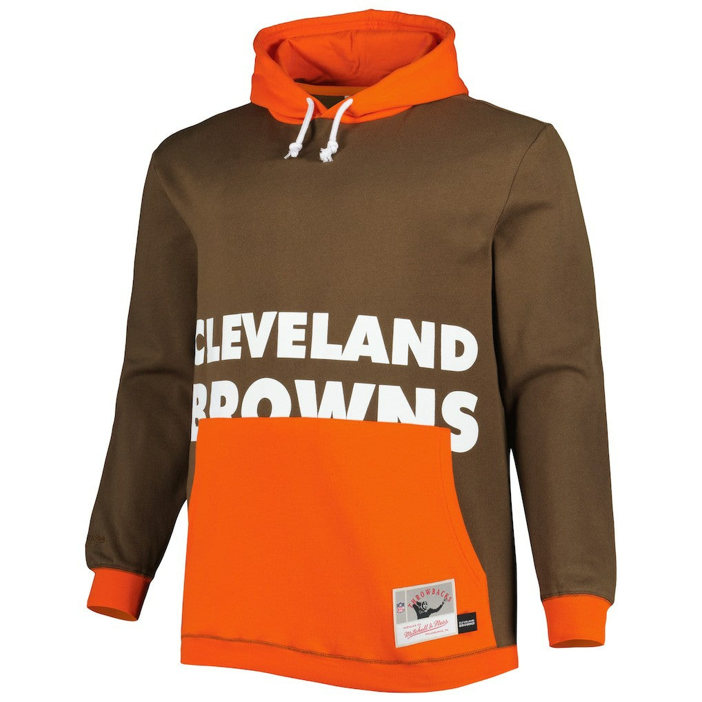 Cleveland Browns Big & Tall Big Face Pullover Hoodie Brown/Orange