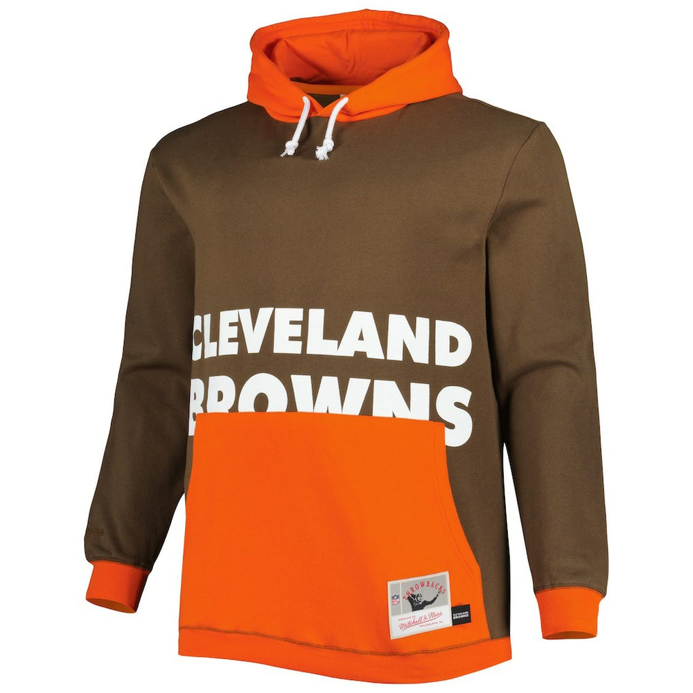 Cleveland Browns Big & Tall Big Face Pullover Hoodie Brown/Orange