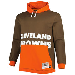 Cleveland Browns Big & Tall Big Face Pullover Hoodie Brown/Orange