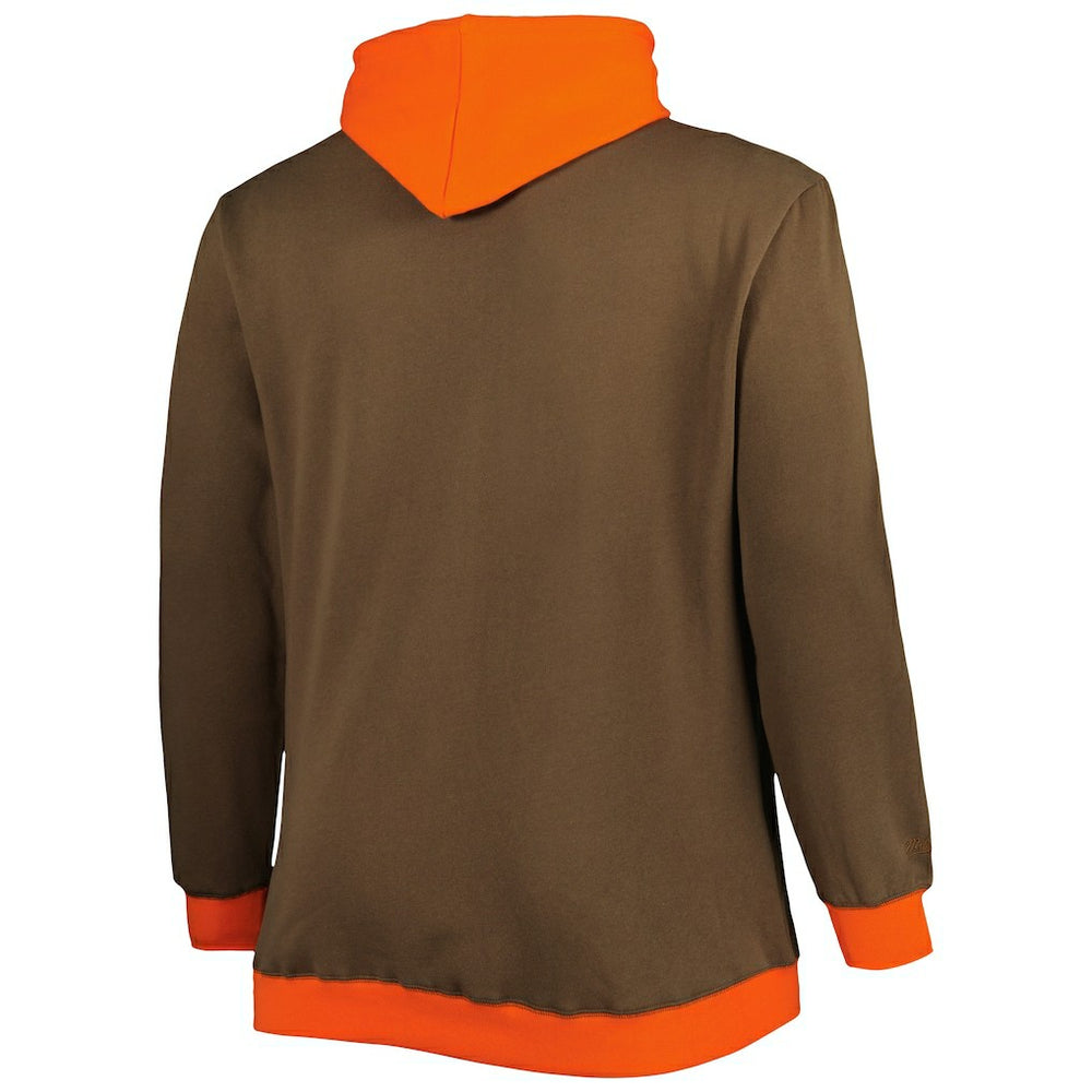 Cleveland Browns Big & Tall Big Face Pullover Hoodie Brown/Orange