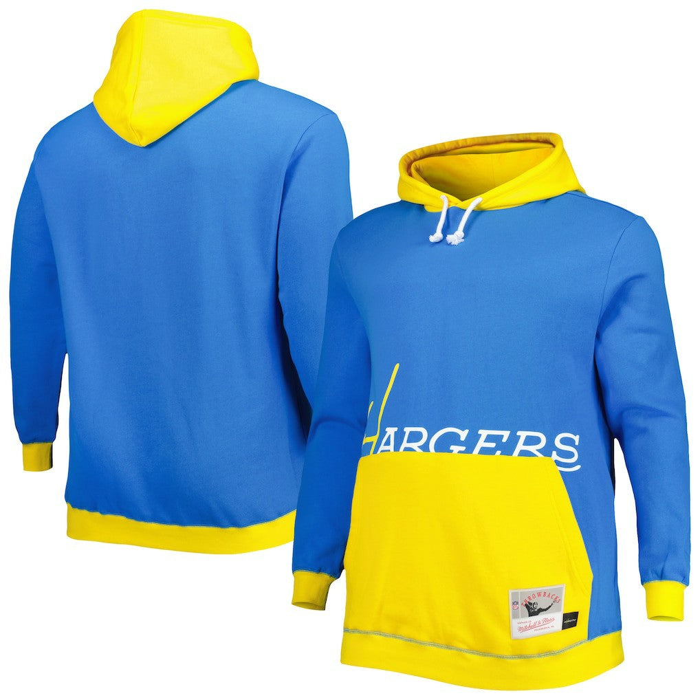 Los Angeles Chargers Big & Tall Big Face Pullover Hoodie Powder Blue/Gold