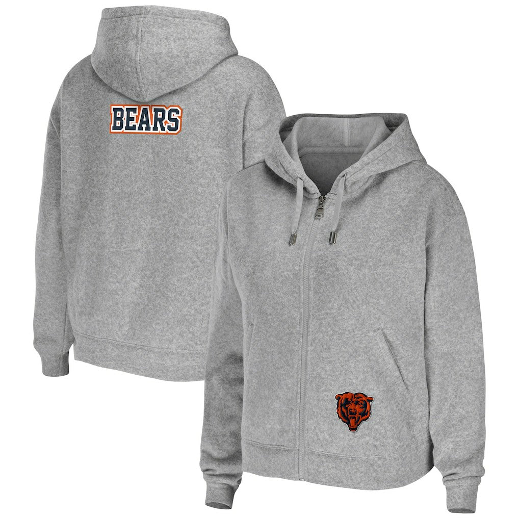 Chicago Bears WEAR by Erin Andrews Women's Team Full-Zip Hoodie Heathered Gray