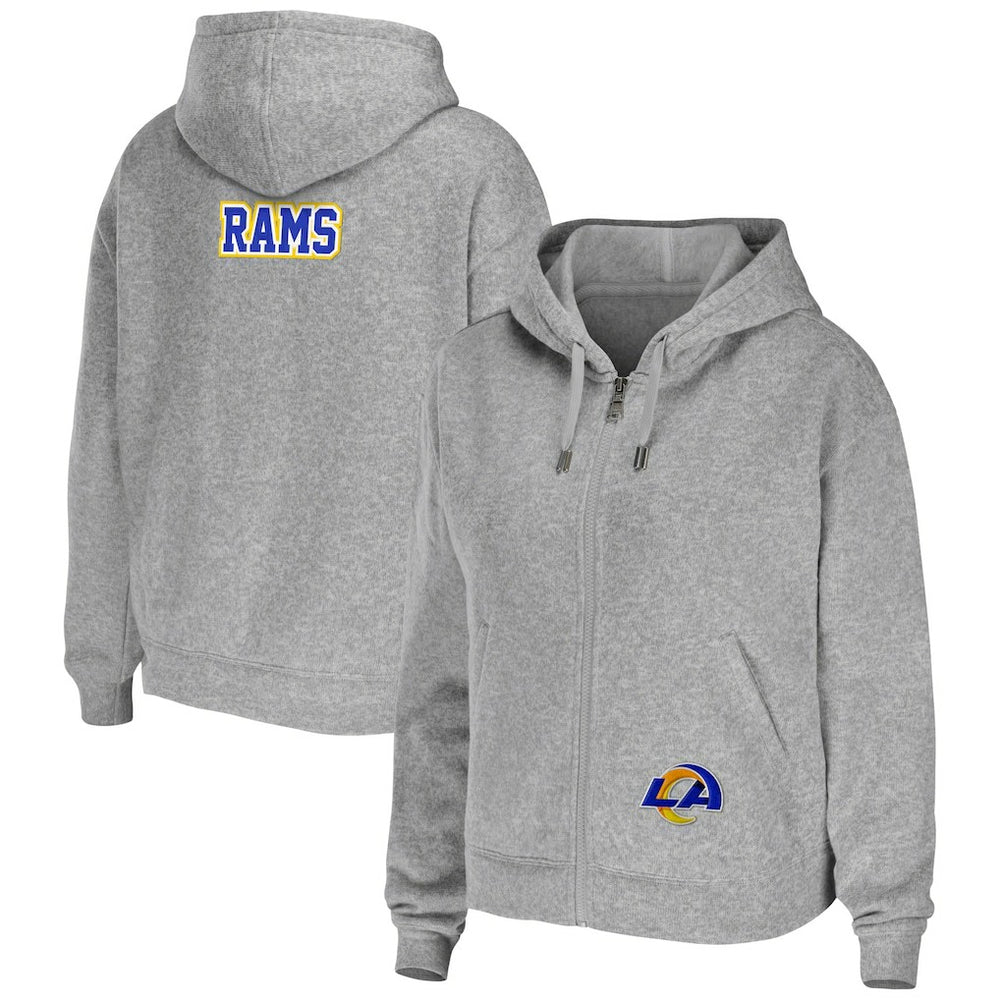 Los Angeles Rams WEAR by Erin Andrews Women's Team Full-Zip Hoodie Heathered Gray
