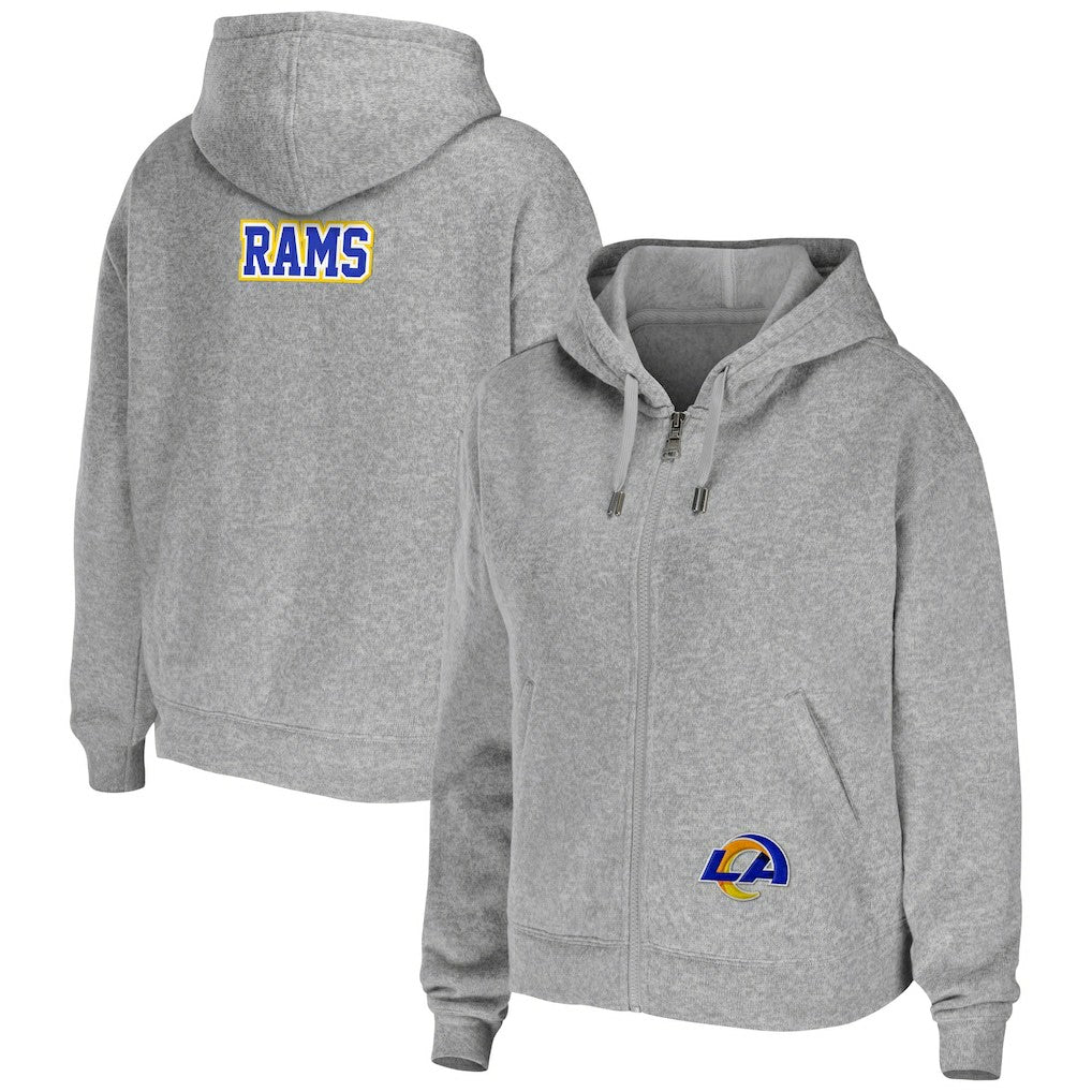 Los Angeles Rams WEAR by Erin Andrews Women's Team Full-Zip Hoodie Heathered Gray