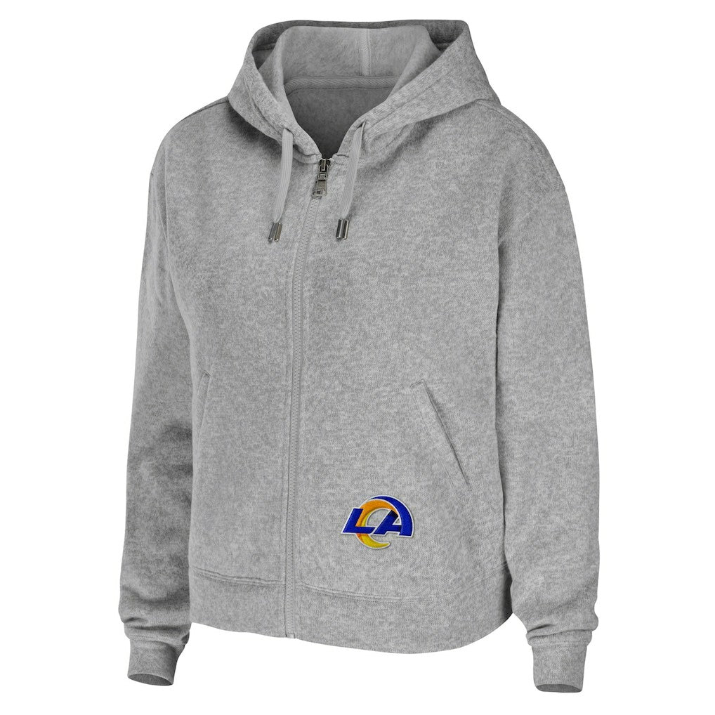 Los Angeles Rams WEAR by Erin Andrews Women's Team Full-Zip Hoodie Heathered Gray