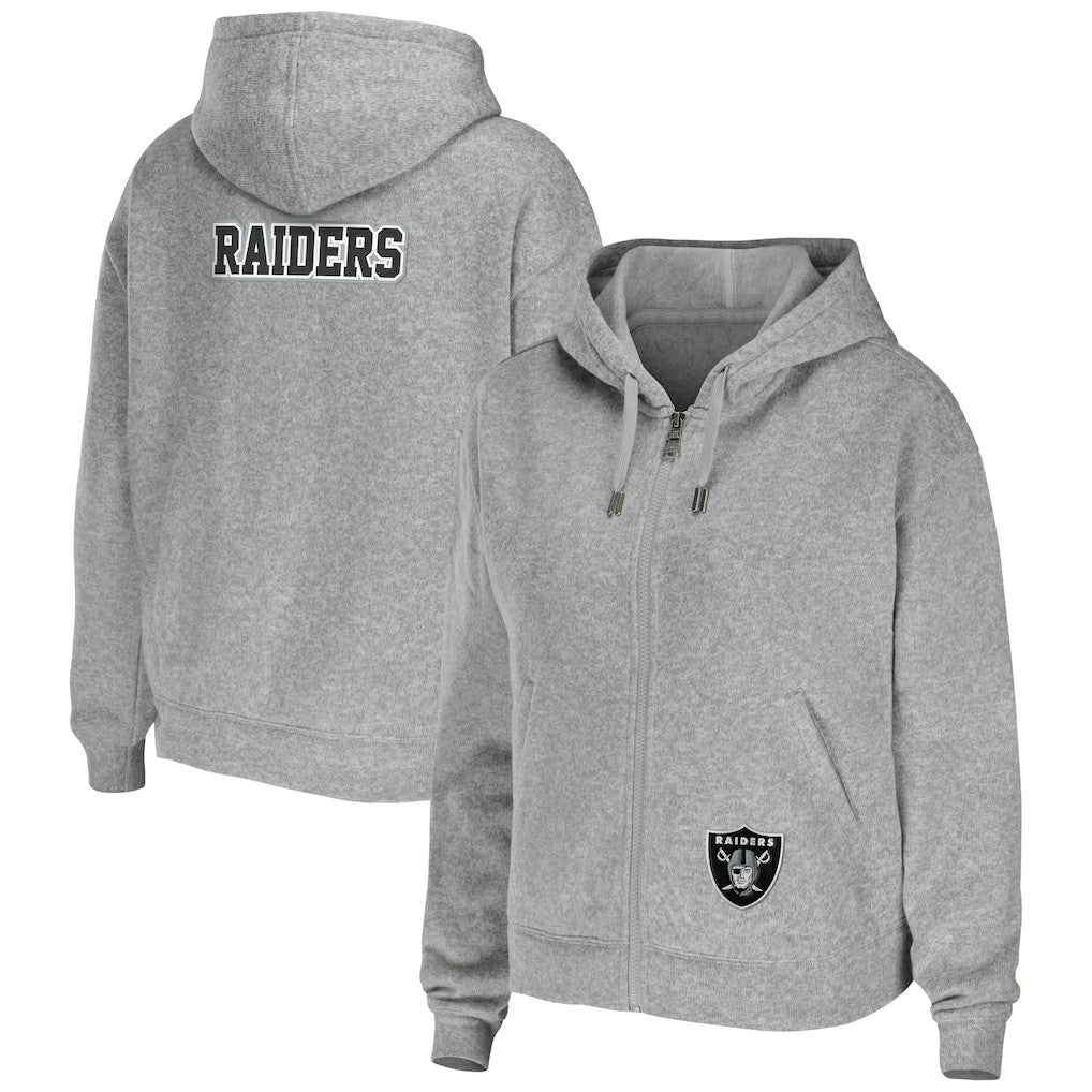 Las Vegas Raiders WEAR by Erin Andrews Women's Team Full-Zip Hoodie Heathered Gray