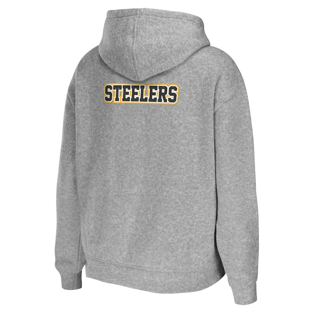 Pittsburgh Steelers WEAR by Erin Andrews Women's Team Full-Zip Hoodie Heathered Gray