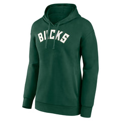 Milwaukee Bucks Women's Wordmark Alt Pullover Hoodie Hunter Green