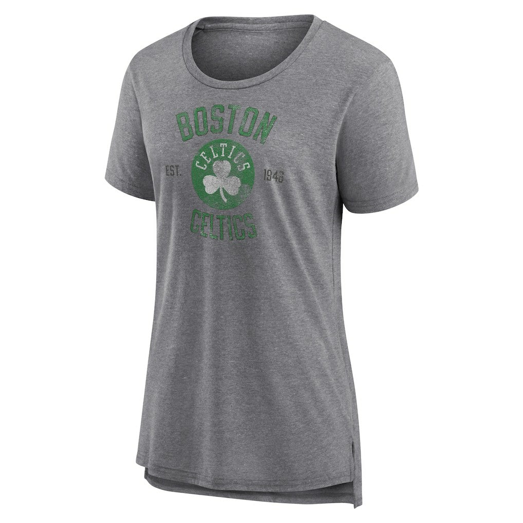 Boston Celtics Women's Heritage Tri-Blend T-Shirt Heather Gray