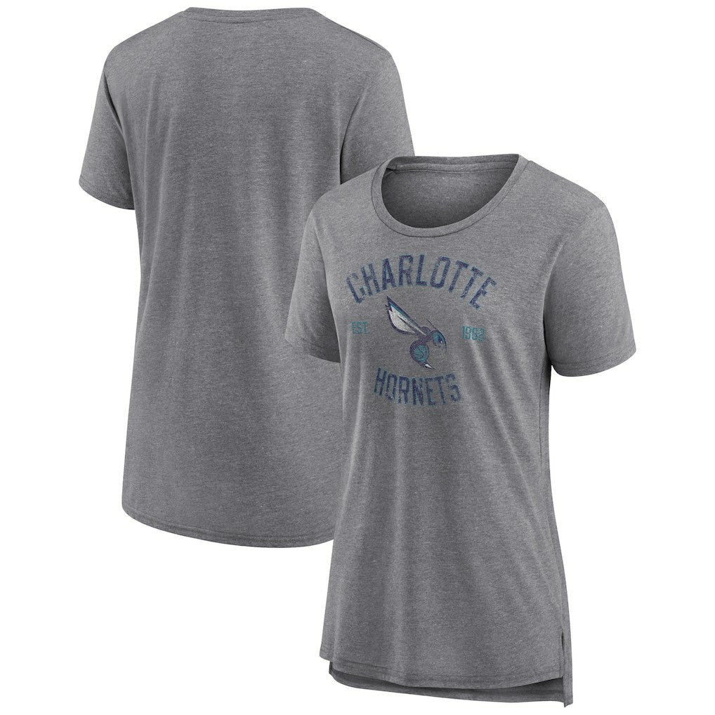Charlotte Hornets Women's Heritage Tri-Blend T-Shirt Heather Gray