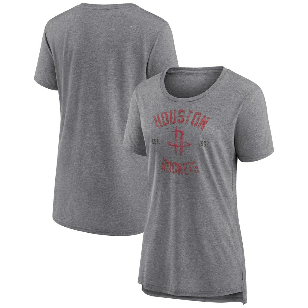 Houston Rockets Women's Heritage Tri-Blend T-Shirt Heather Gray