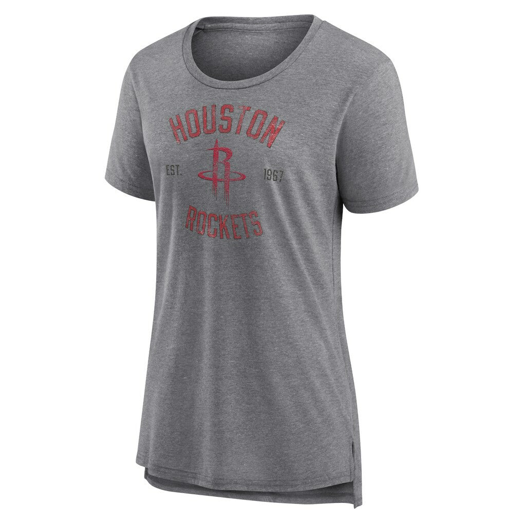 Houston Rockets Women's Heritage Tri-Blend T-Shirt Heather Gray