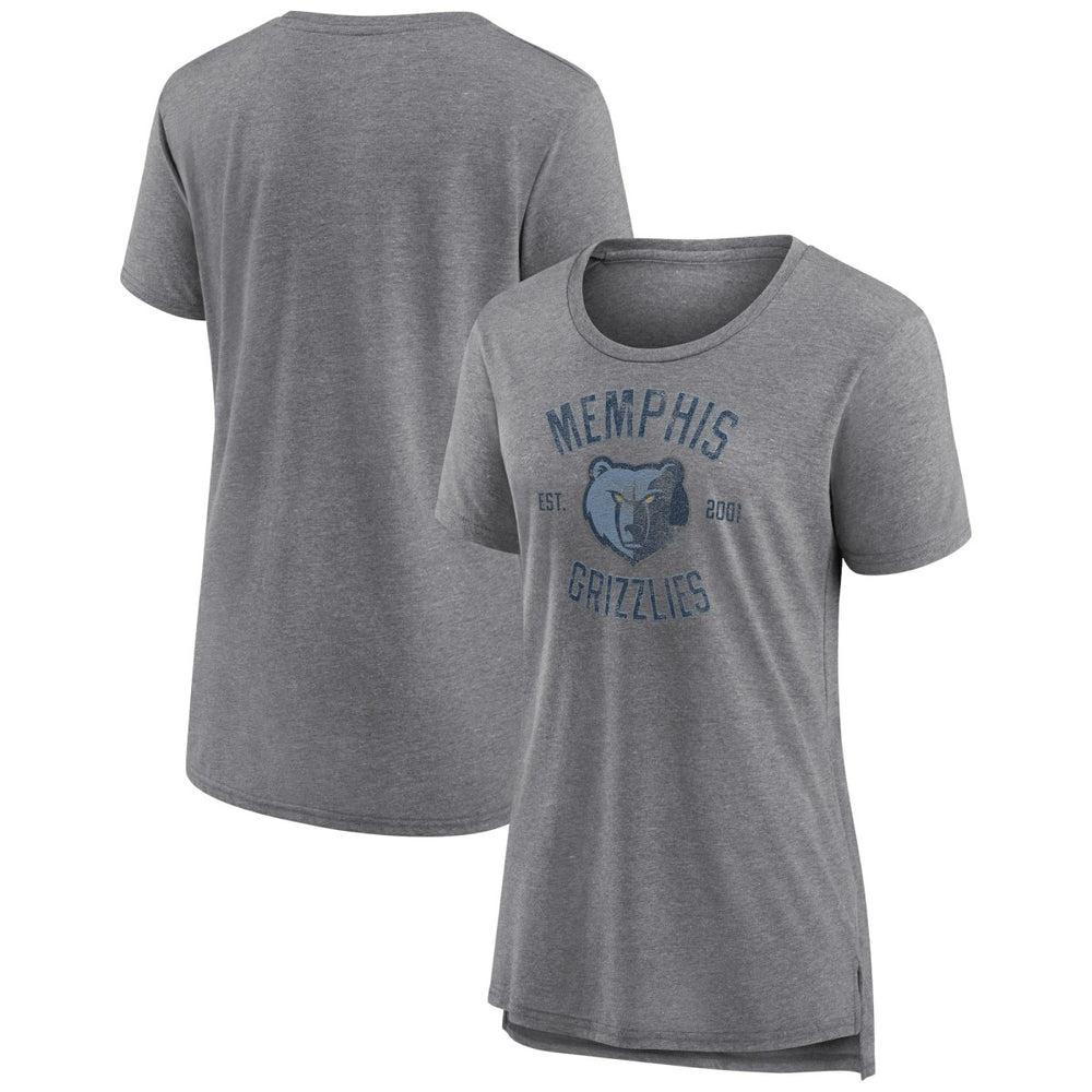 Memphis Grizzlies Women's Heritage Tri-Blend T-Shirt Heather Gray