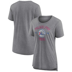 Philadelphia 76ers Women's Heritage Tri-Blend T-Shirt Heather Gray
