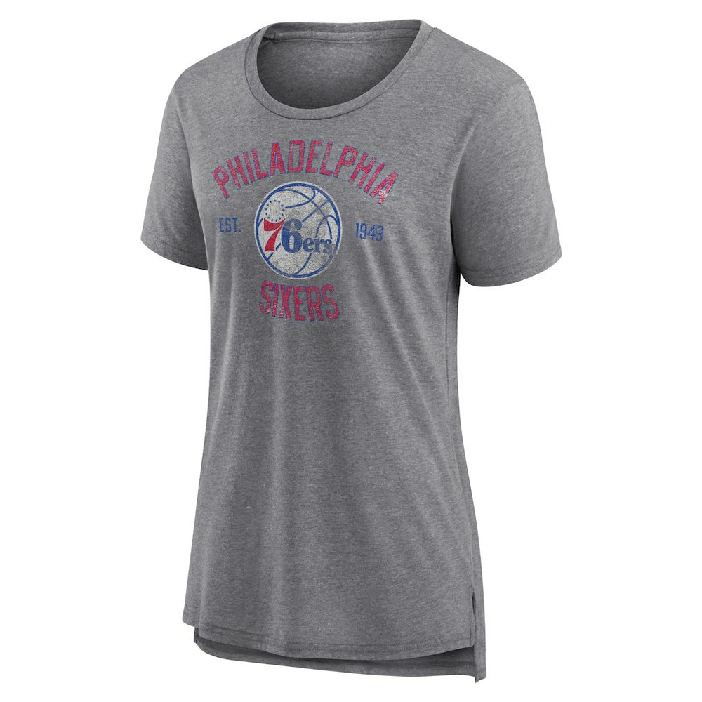 Philadelphia 76ers Women's Heritage Tri-Blend T-Shirt Heather Gray
