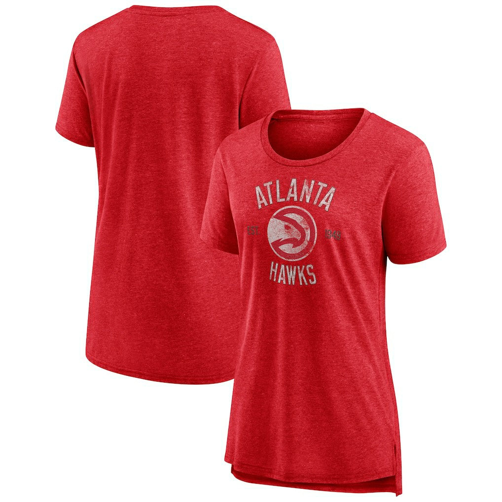 Atlanta Hawks Women's Heritage Tri-Blend T-Shirt Heather Red