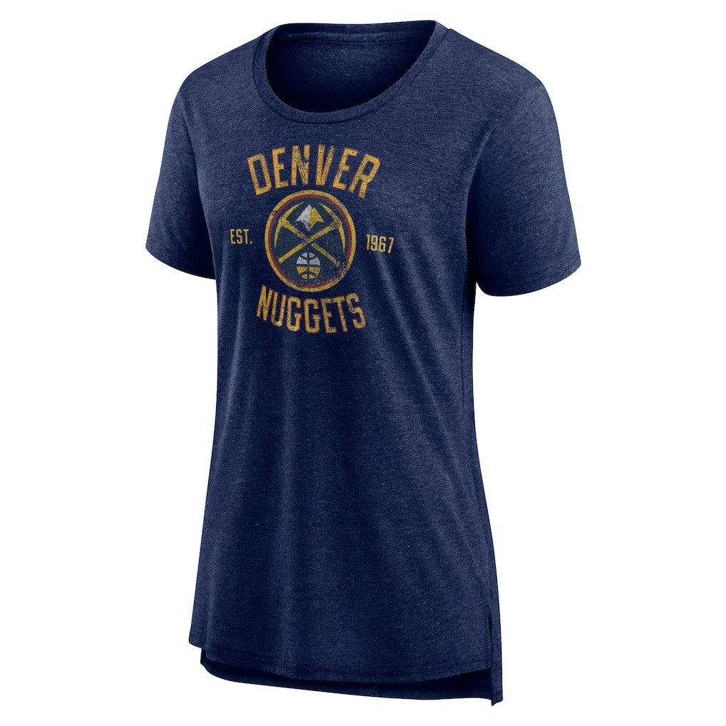 Denver Nuggets Women's Heritage Tri-Blend T-Shirt Heather Navy