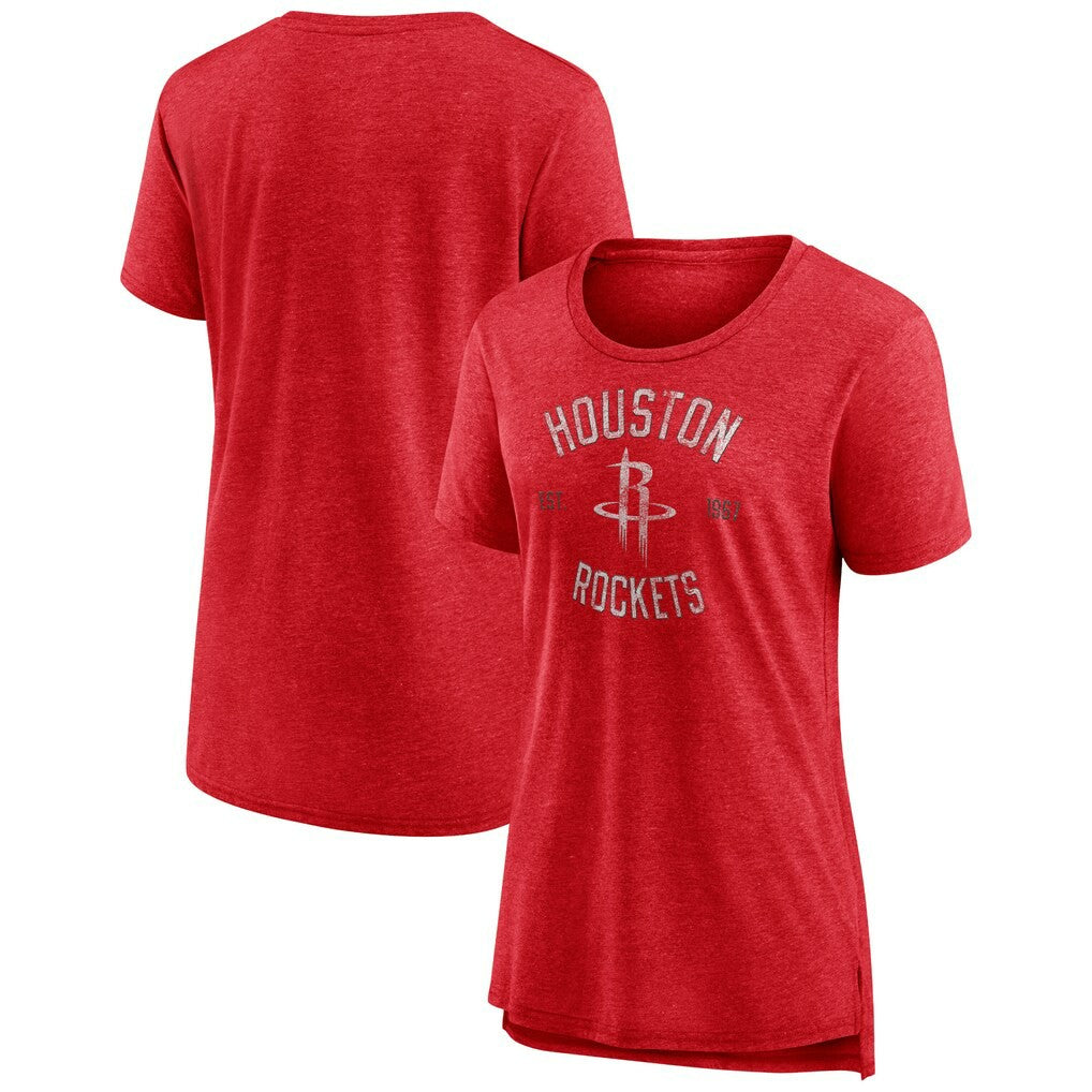 Houston Rockets Women's Heritage Tri-Blend T-Shirt Heather Red