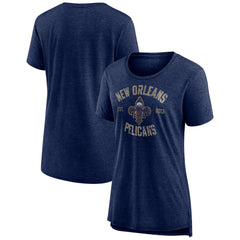 New Orleans Pelicans Women's Heritage Tri-Blend T-Shirt Heather Navy
