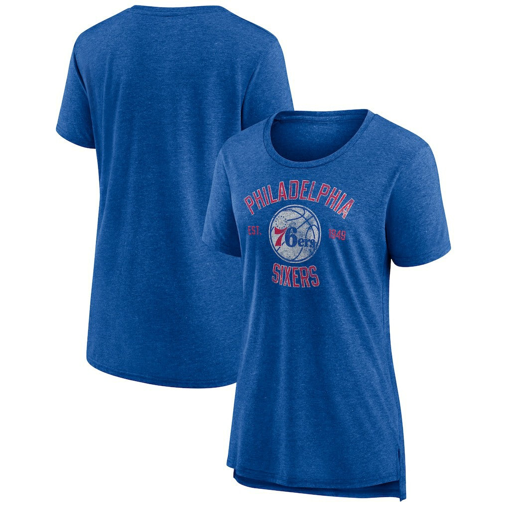 Philadelphia 76ers Women's Heritage Tri-Blend T-Shirt Heather Red