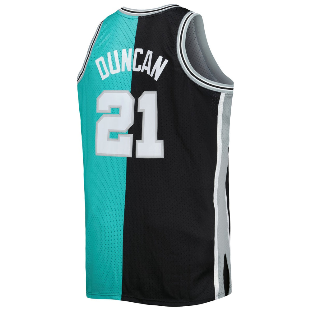 Tim Duncan San Antonio Spurs Big & Tall Hardwood Classics 1998/99 Split Swingman Jersey Black/Teal