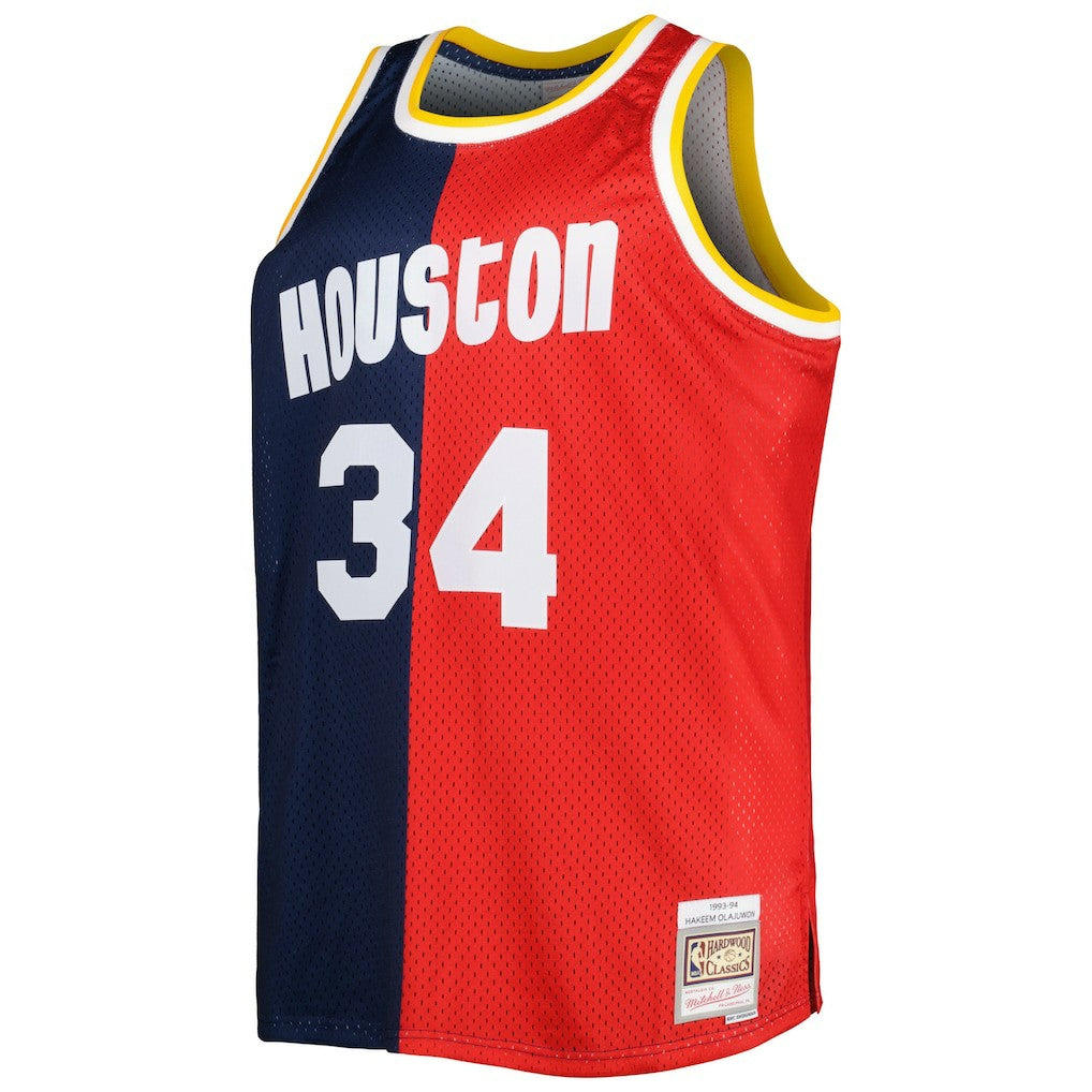 Hakeem Olajuwon Houston Rockets Big & Tall Hardwood Classics 1993/94 Split Swingman Jersey Navy/Red