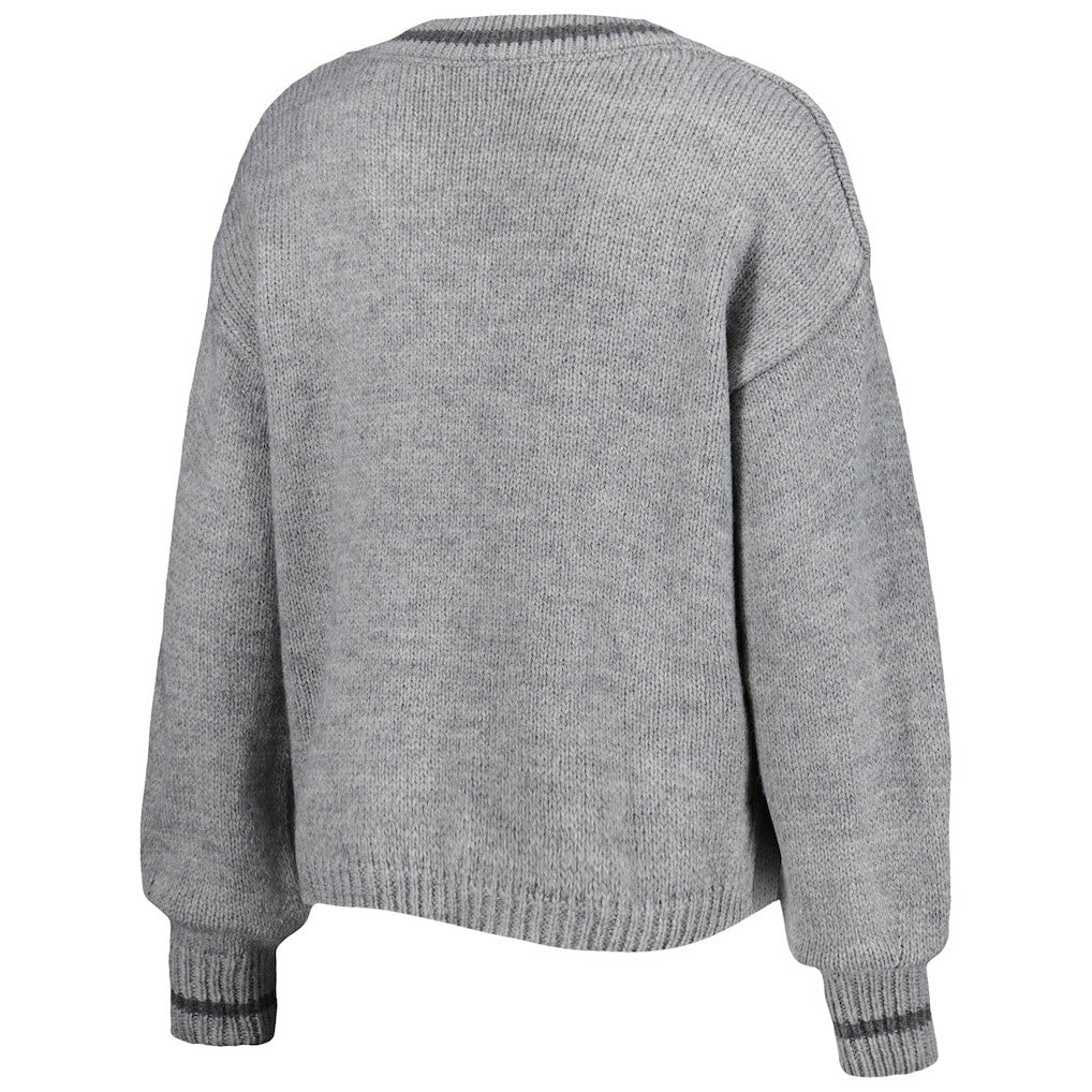 Philadelphia 76ers Lusso Women's Scarletts Lantern Sleeve Tri-Blend V-Neck Pullover Sweater Gray