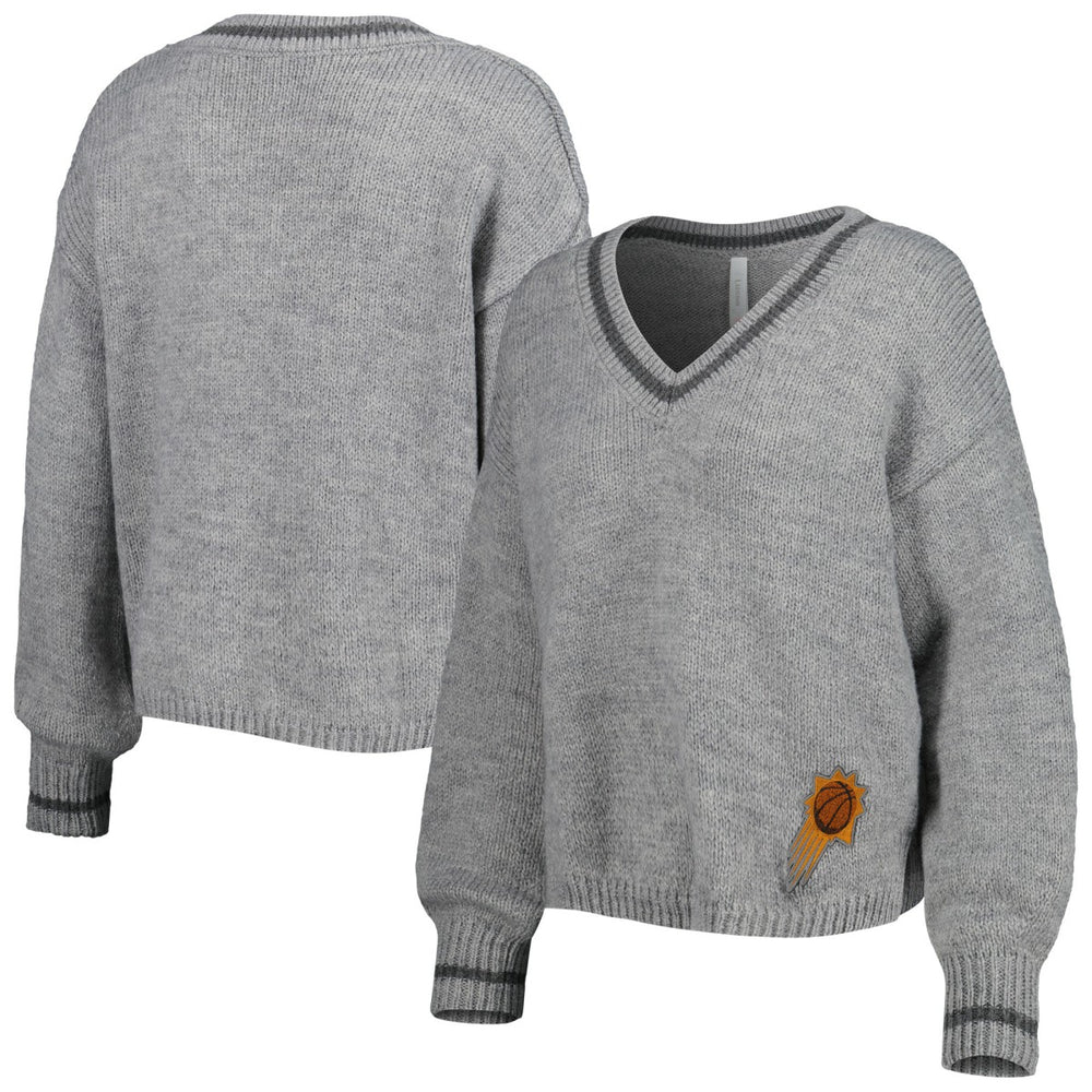 Phoenix Suns Lusso Women's Scarletts Lantern Sleeve Tri-Blend V-Neck Pullover Sweater Gray