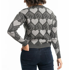 Phoenix Suns Lusso Women's Basketball Love Swarovski Crystal Intarsia Pullover Sweater Charcoal